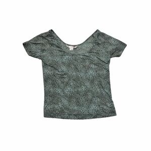 Y2K VS Gray Brown Cheetah Print Off the Shoulder Baby Tee Top Size Small